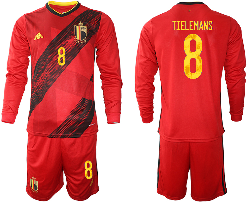 Men 2021 European Cup Belgium home Long sleeve #8 soccer jerseys->italy jersey->Soccer Country Jersey